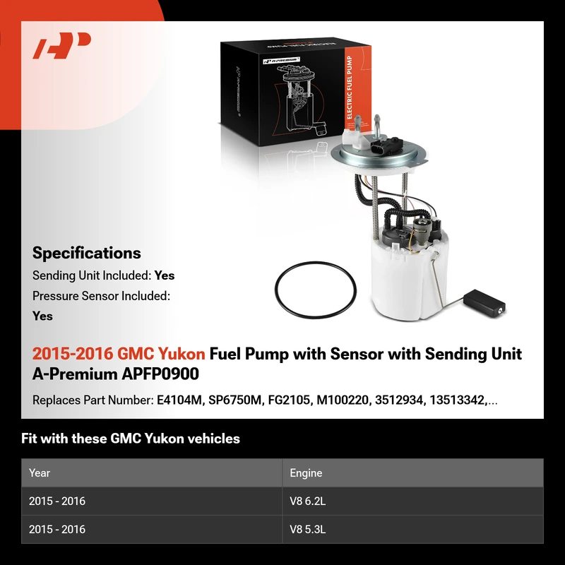 2015-2016 GMC Yukon Fuel Pump with Sensor with Sending Unit A-Premium APFP0900