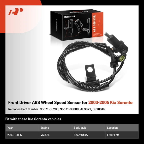 Front Driver ABS Wheel Speed Sensor for 2003-2006 Kia Sorento