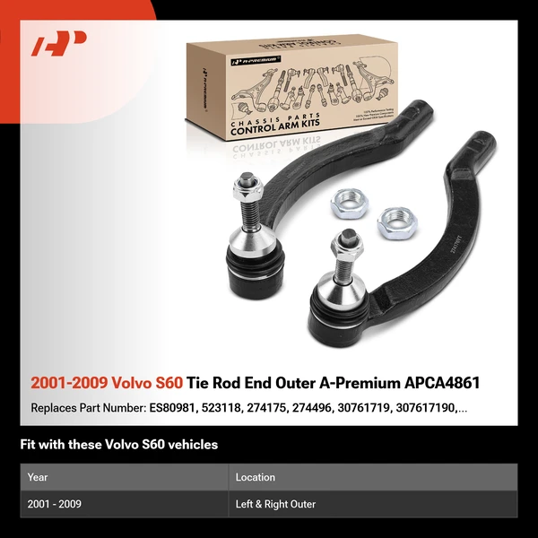 2001-2009 Volvo S60 Tie Rod End Outer A-Premium APCA4861