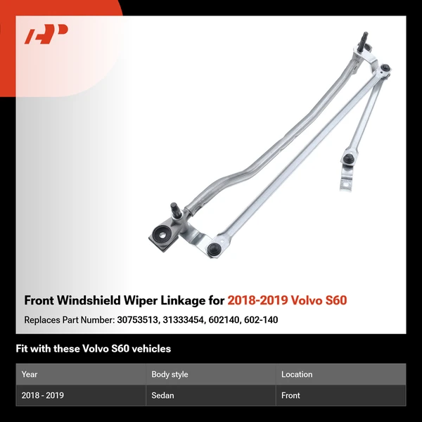 Front Windshield Wiper Linkage for 2018-2019 Volvo S60