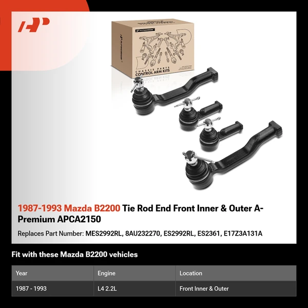 1987-1993 Mazda B2200 Tie Rod End Front Inner & Outer A-Premium APCA2150