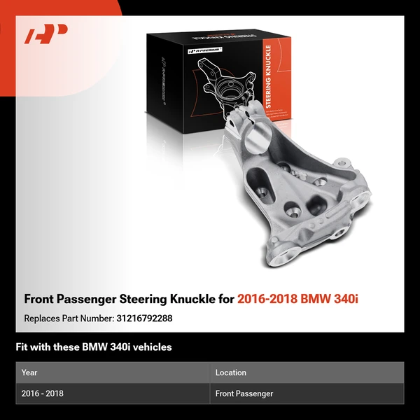 Front Passenger Steering Knuckle for 2016-2018 BMW 340i