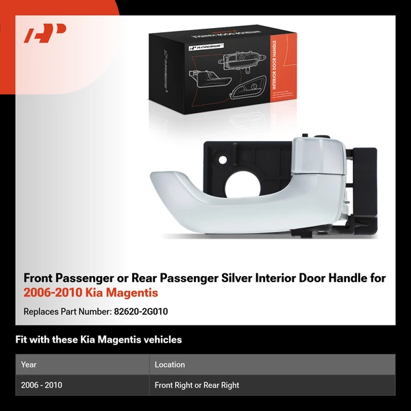 Front Passenger or Rear Passenger Silver Interior Door Handle for 2006-2010 Kia Magentis