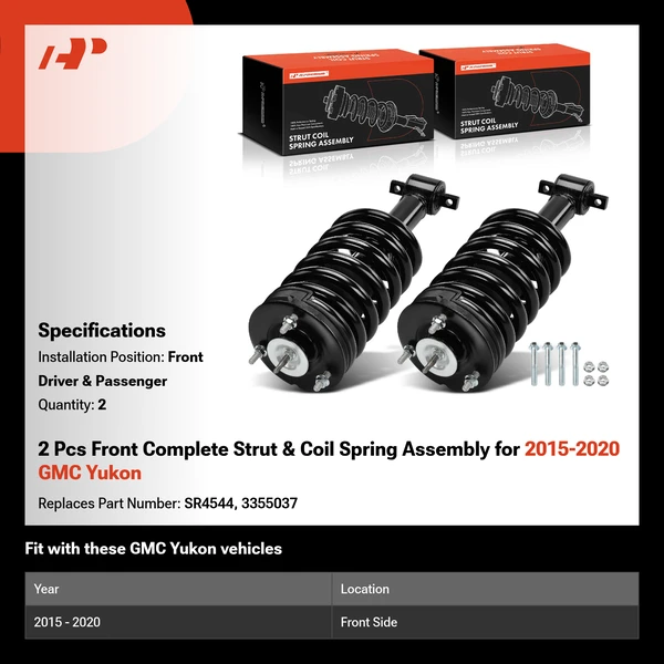 2 Pcs Front Complete Strut & Coil Spring Assembly for 2015-2020 GMC Yukon