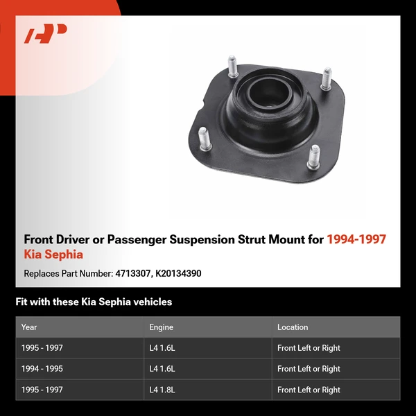 Front Driver or Passenger Suspension Strut Mount for 1994-1997 Kia Sephia
