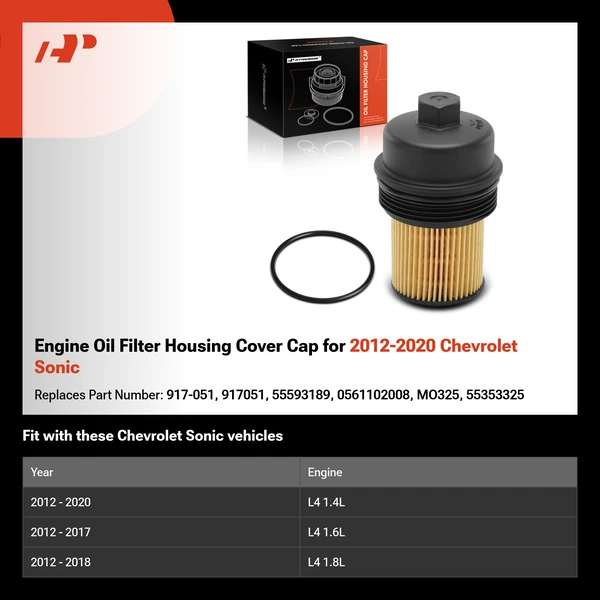 Engine Oil Filter Housing Cover Cap for 2012-2020 Chevrolet Sonic
