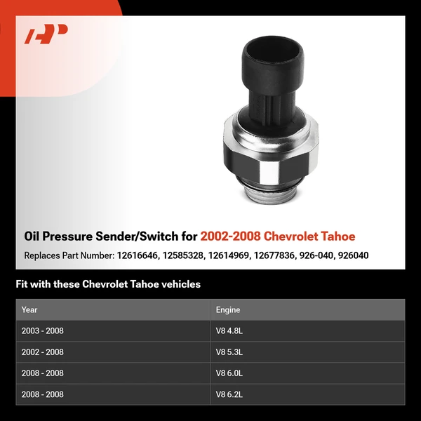 Oil Pressure Sender/Switch for 2002-2008 Chevrolet Tahoe