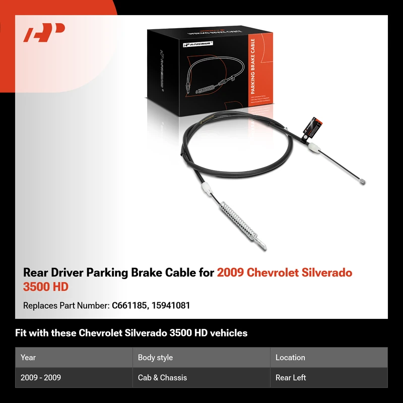 Rear Driver Parking Brake Cable for 2009 Chevrolet Silverado 3500 HD