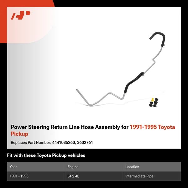 Power Steering Return Line Hose Assembly for 1991-1995 Toyota Pickup