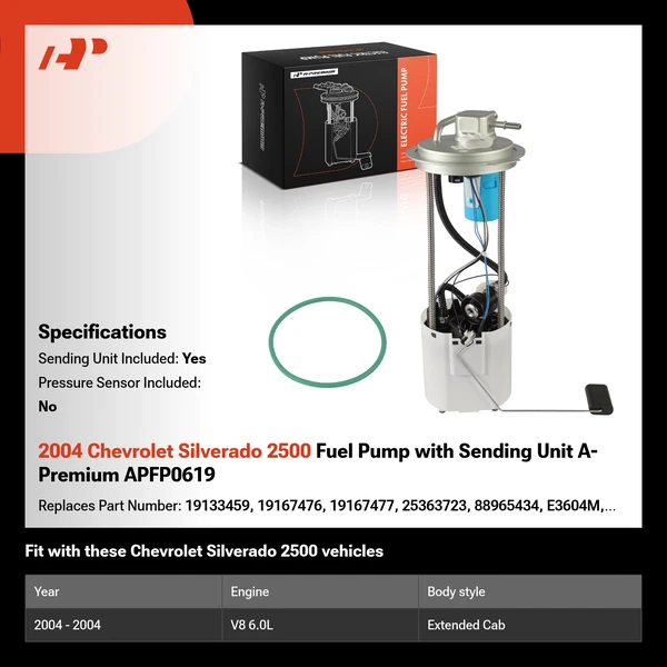 2004 Chevrolet Silverado 2500 Fuel Pump with Sending Unit A-Premium APFP0619