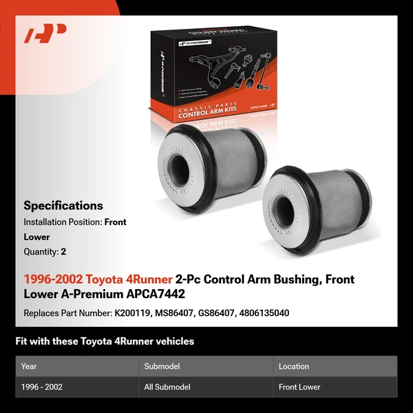 1996-2002 Toyota 4Runner 2-Pc Control Arm Bushing, Front Lower A-Premium APCA7442
