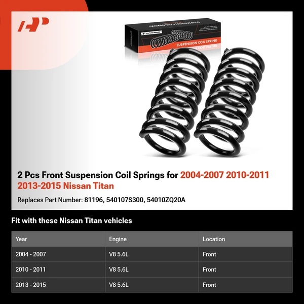 2 Pcs Front Suspension Coil Springs for 2004-2007 2010-2011 2013-2015 Nissan Titan