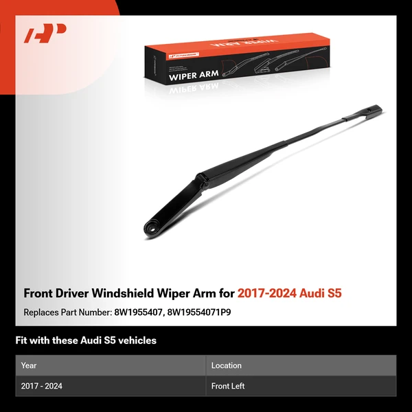 Front Driver Windshield Wiper Arm for 2017-2024 Audi S5