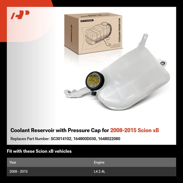Coolant Reservoir with Pressure Cap for 2008-2015 Scion xB