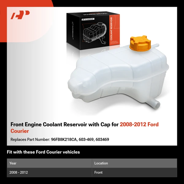 Front Engine Coolant Reservoir with Cap for 2008-2012 Ford Courier