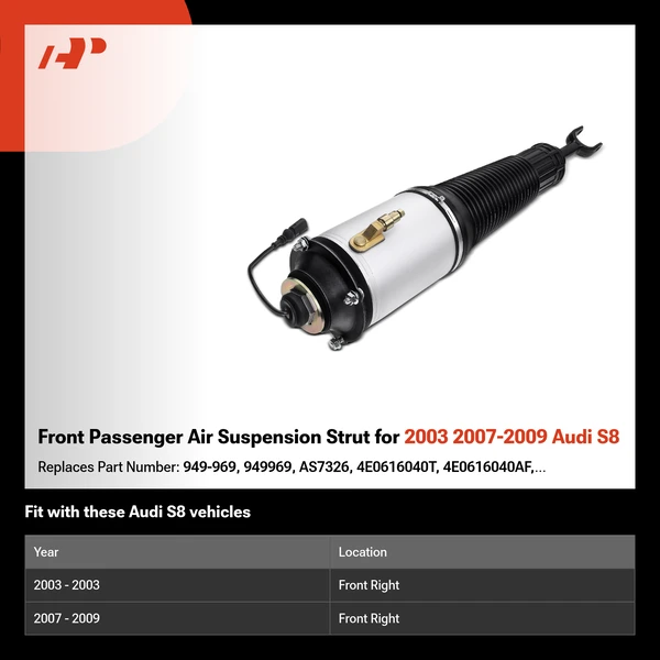 Front Passenger Air Suspension Strut for 2003 2007-2009 Audi S8