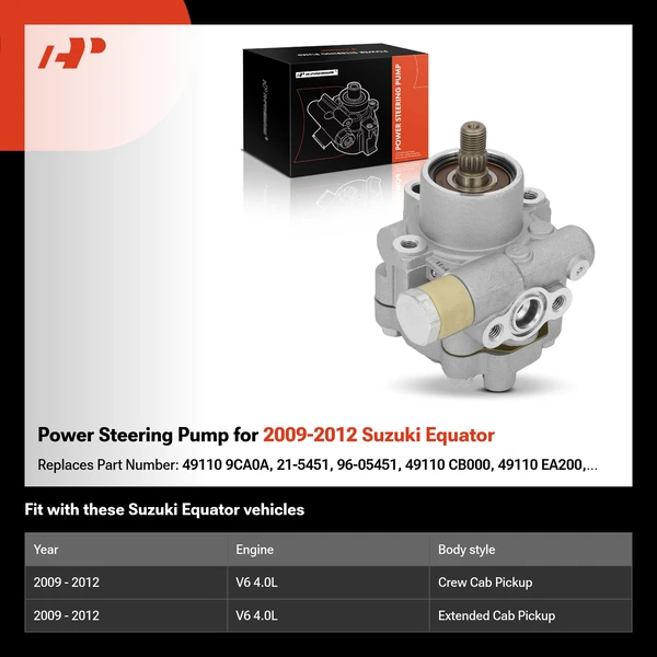 Power Steering Pump for 2009-2012 Suzuki Equator