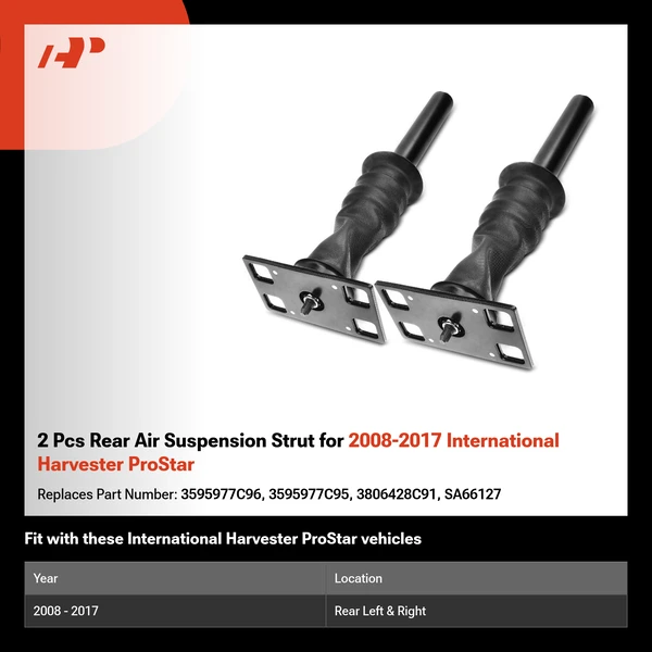 2 Pcs Rear Air Suspension Strut for 2008-2017 International Harvester ProStar