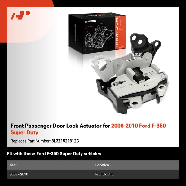 Front Passenger Door Lock Actuator for 2008-2010 Ford F-350 Super Duty