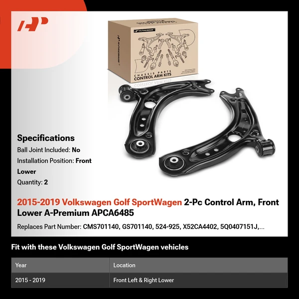 2015-2019 Volkswagen Golf SportWagen 2-Pc Control Arm, Front Lower A-Premium APCA6485