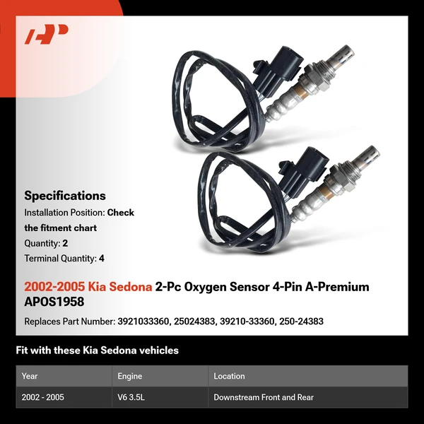 2002-2005 Kia Sedona 2-Pc Oxygen Sensor 4-Pin A-Premium APOS1958