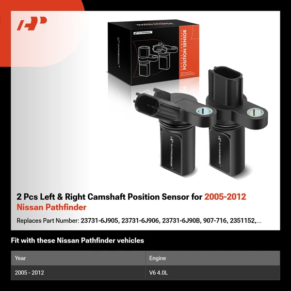 2 Pcs Left & Right Camshaft Position Sensor for 2005-2012 Nissan Pathfinder