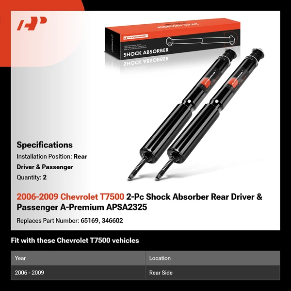 2006-2009 Chevrolet T7500 2-Pc Shock Absorber Rear Driver & Passenger A-Premium APSA2325