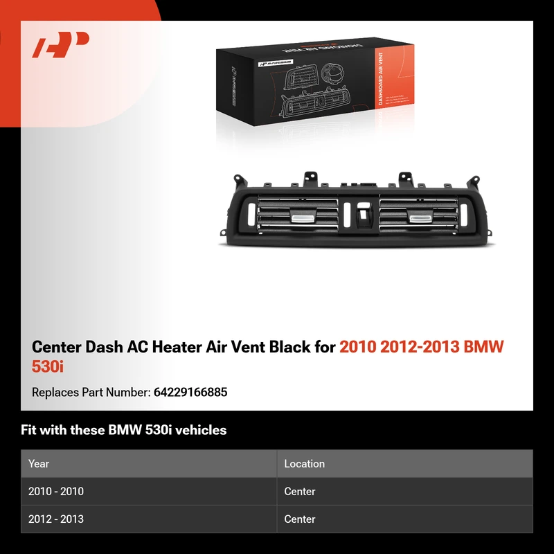 Center Dash AC Heater Air Vent Black for 2010 2012-2013 BMW 530i