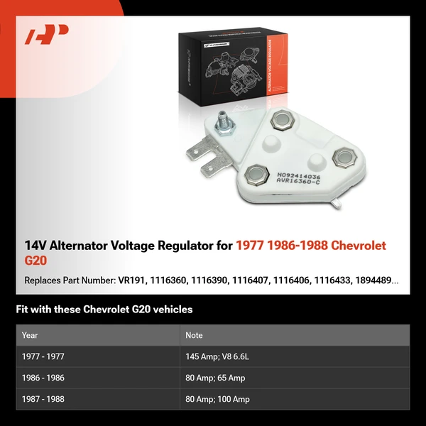 14V Alternator Voltage Regulator for 1977 1986-1988 Chevrolet G20