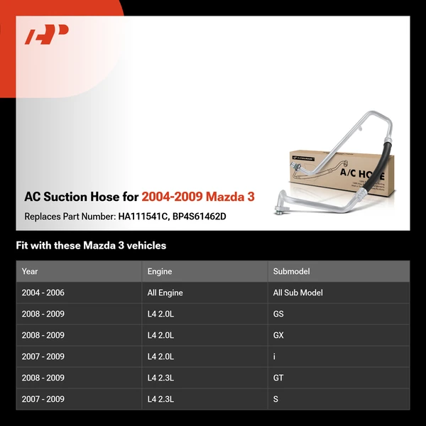 AC Suction Hose for 2004-2009 Mazda 3