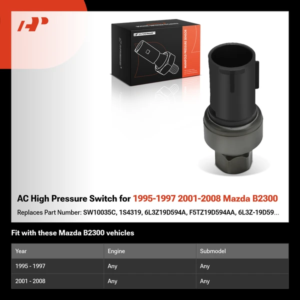 AC High Pressure Switch for 1995-1997 2001-2008 Mazda B2300