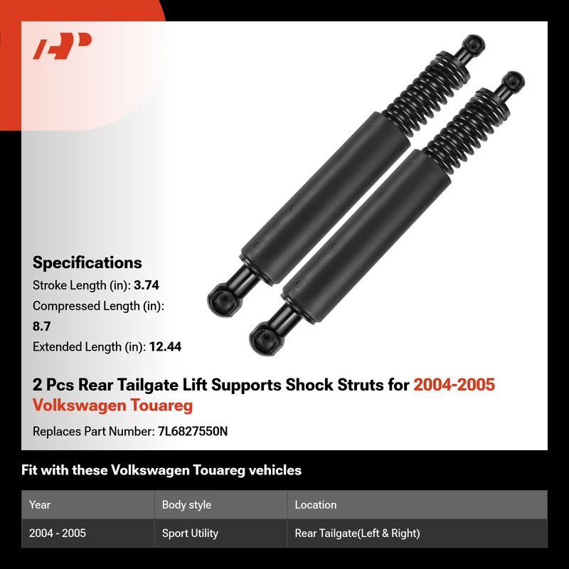 2 Pcs Rear Tailgate Lift Supports Shock Struts for 2004-2005 Volkswagen Touareg