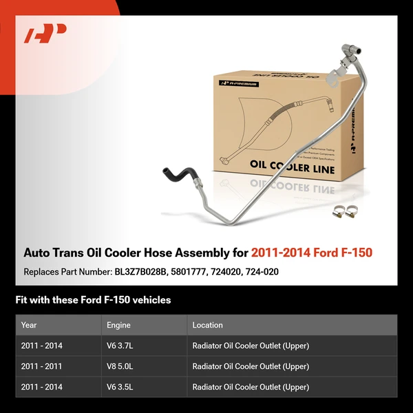Auto Trans Oil Cooler Hose Assembly for 2011-2014 Ford F-150