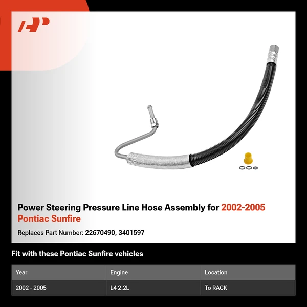 Power Steering Pressure Line Hose Assembly for 2002-2005 Pontiac Sunfire