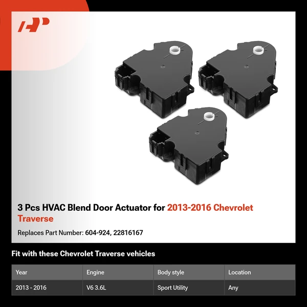 3 Pcs HVAC Blend Door Actuator for 2013-2016 Chevrolet Traverse