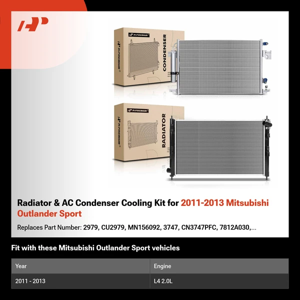 Radiator & AC Condenser Cooling Kit for 2011-2013 Mitsubishi Outlander Sport