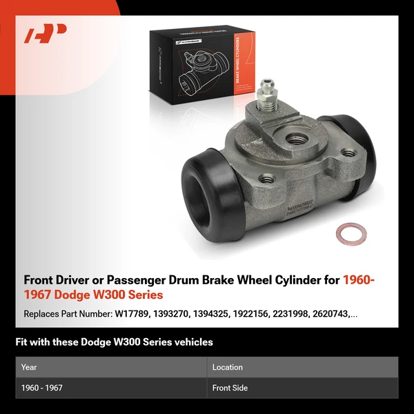 Front Driver or Passenger Drum Brake Wheel Cylinder for 1960-1967 Dodge W300 Series
