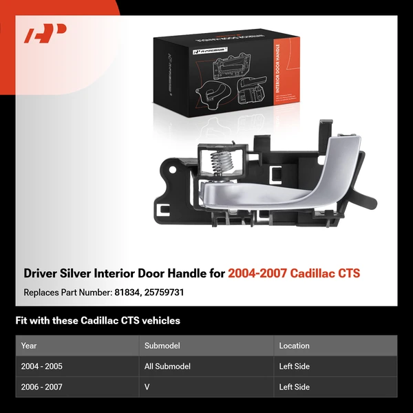 Driver Silver Interior Door Handle for 2004-2007 Cadillac CTS