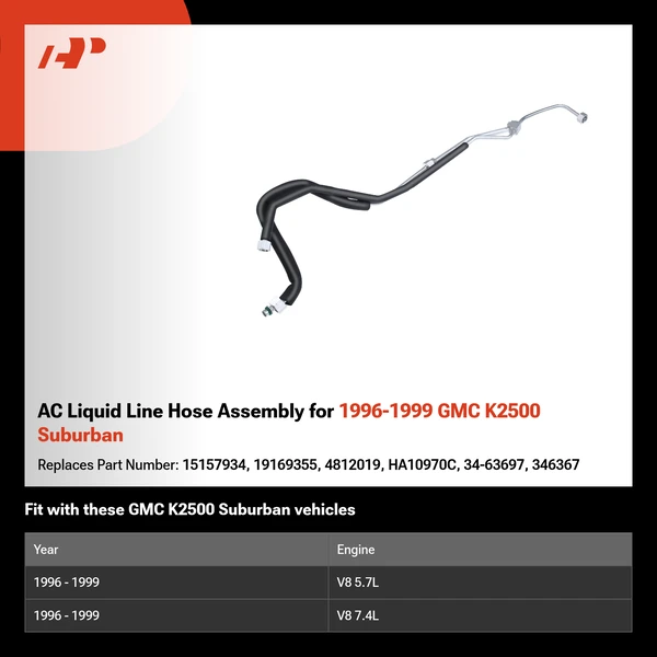 AC Liquid Line Hose Assembly for 1996-1999 GMC K2500 Suburban