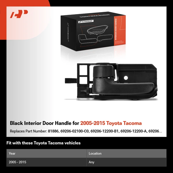 Black Interior Door Handle for 2005-2015 Toyota Tacoma