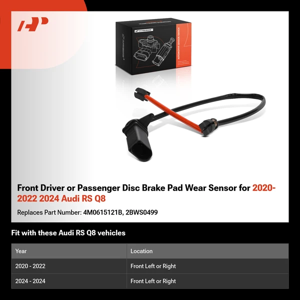 Front Driver or Passenger Disc Brake Pad Wear Sensor for 2020-2022 2024 Audi RS Q8