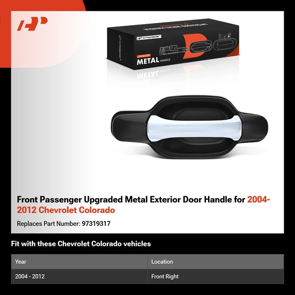 Front Passenger Upgraded Metal Exterior Door Handle for 2004-2012 Chevrolet Colorado