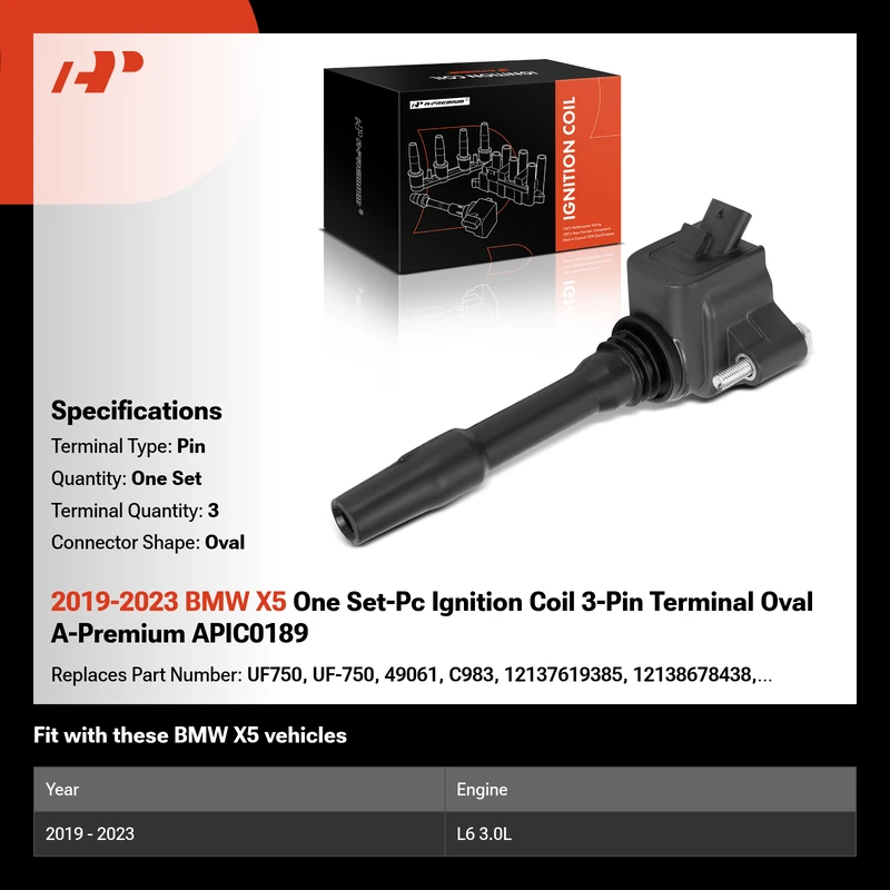 2019-2023 BMW X5 One Set-Pc Ignition Coil 3-Pin Terminal Oval A-Premium APIC0189