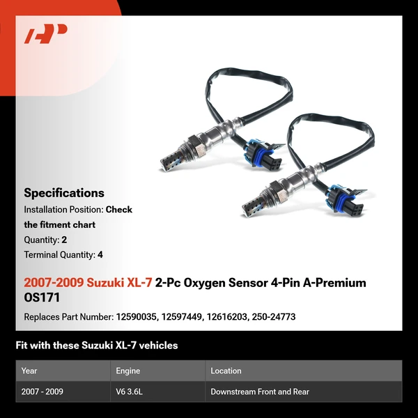 2007-2009 Suzuki XL-7 2-Pc Oxygen Sensor 4-Pin A-Premium OS171