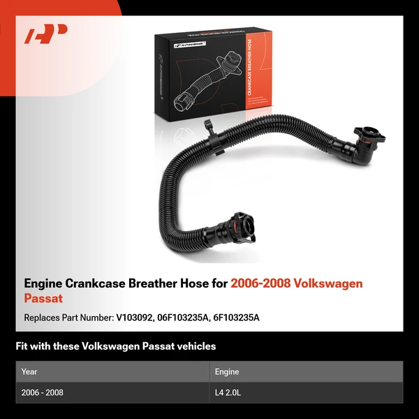 Engine Crankcase Breather Hose for 2006-2008 Volkswagen Passat