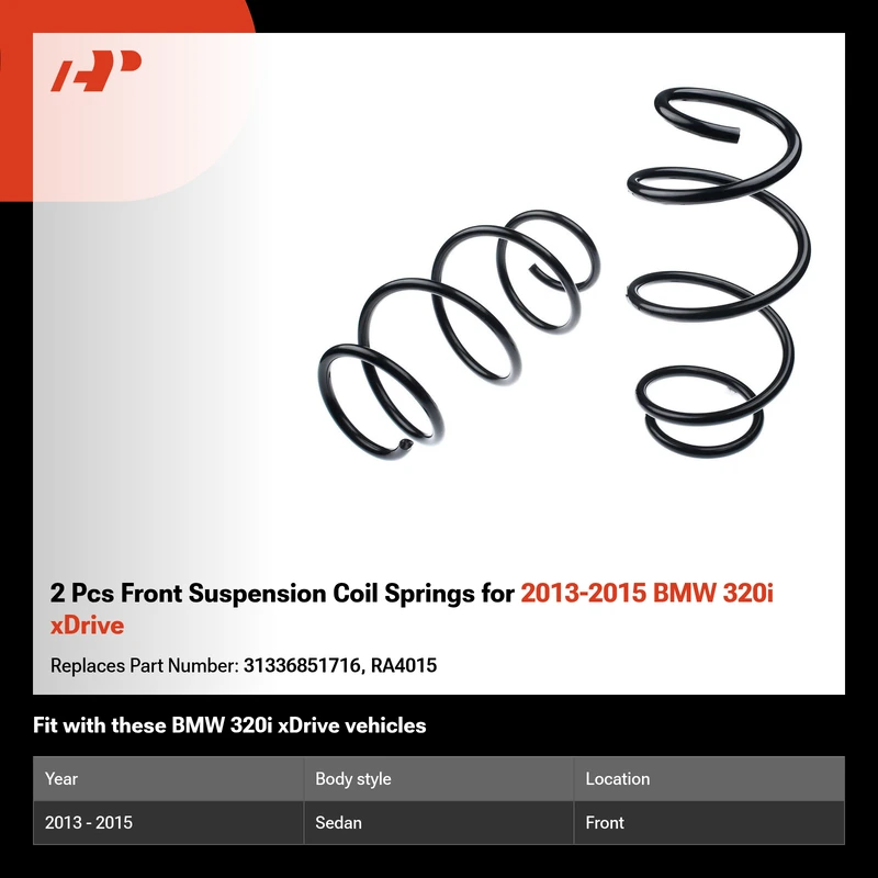 2 Pcs Front Suspension Coil Springs for 2013-2015 BMW 320i xDrive