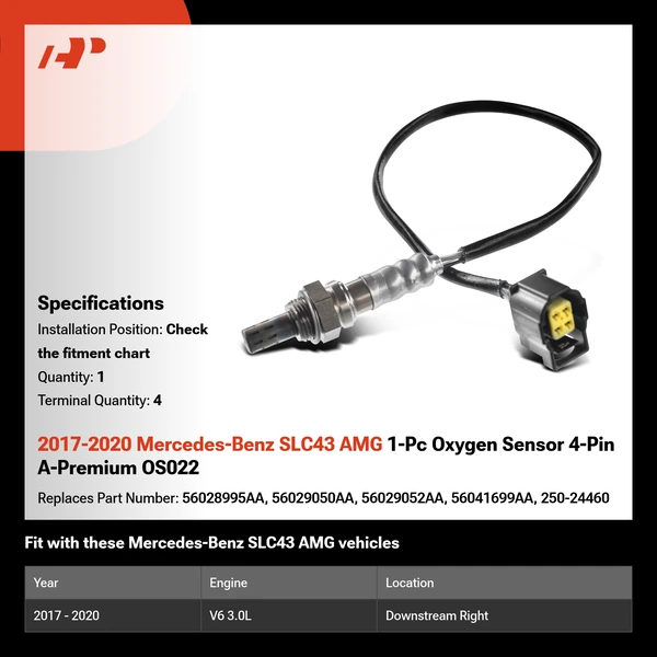 2017-2020 Mercedes-Benz SLC43 AMG 1-Pc Oxygen Sensor 4-Pin A-Premium OS022