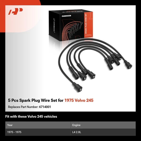 5 Pcs Spark Plug Wire Set for 1975 Volvo 245