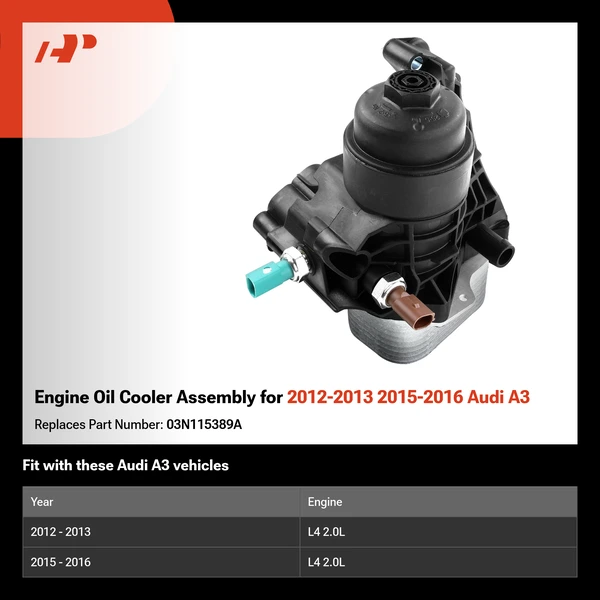 Engine Oil Cooler Assembly for 2012-2013 2015-2016 Audi A3
