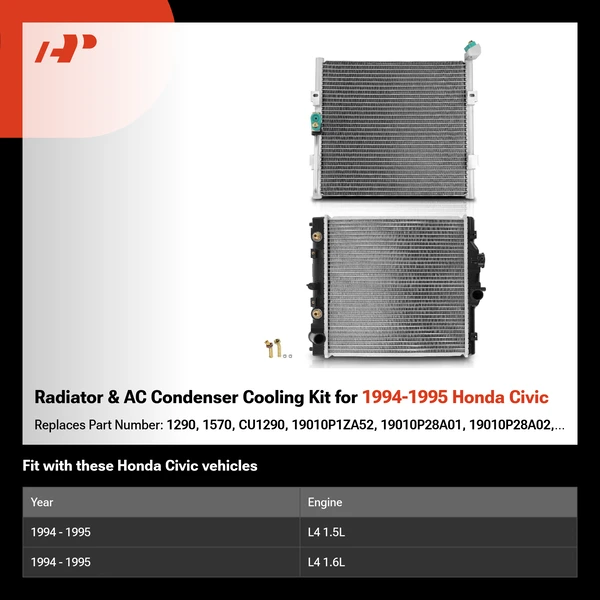 Radiator & AC Condenser Cooling Kit for 1994-1995 Honda Civic